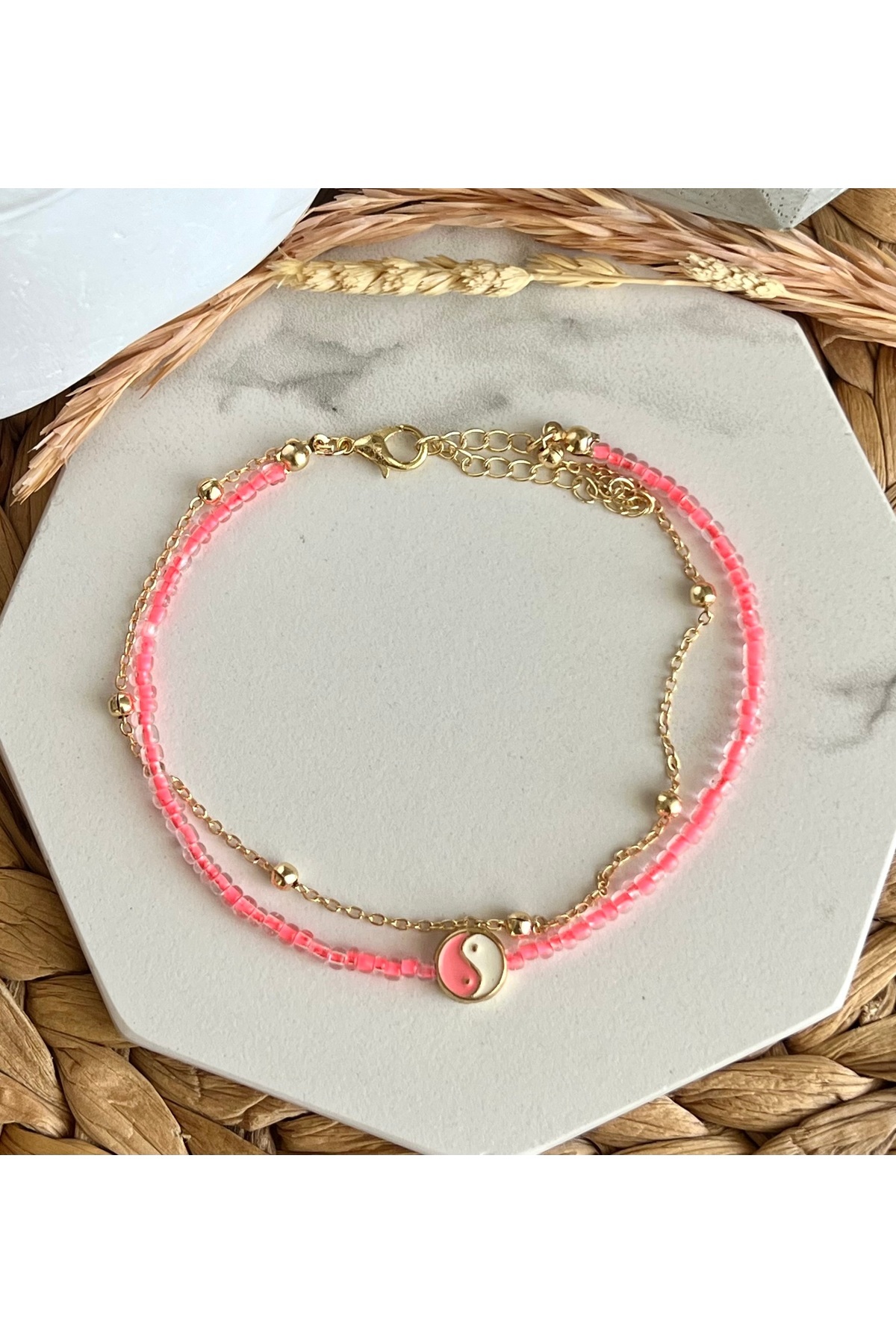 HALHALMILL Pembe Ying Yang İkili Halhal