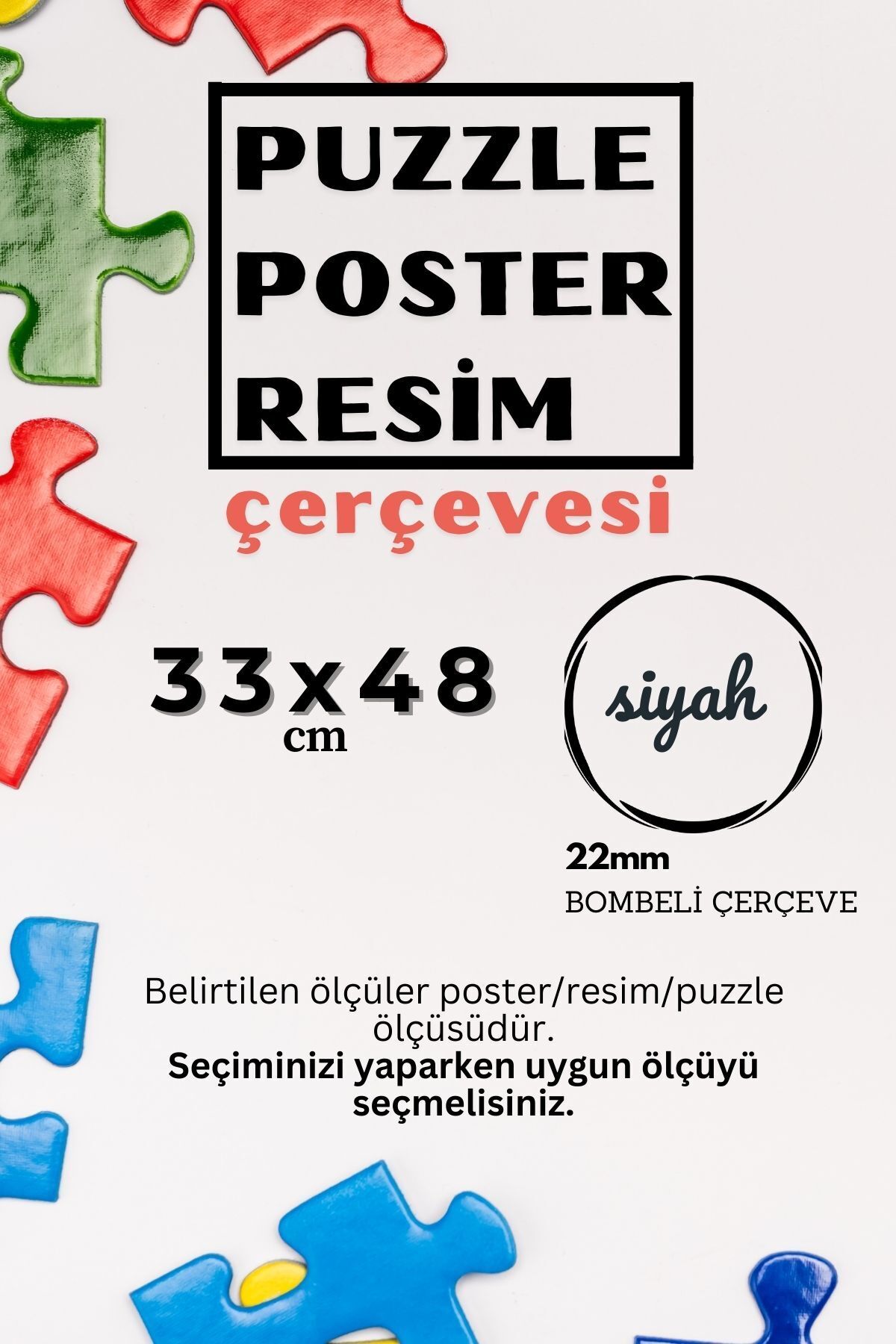 AtlasSG 22lik SİYAH Puzzle 500 Poster Resim Çerçevesi PVCli Postersiz Resimsiz Çerçeve 33x48 cm