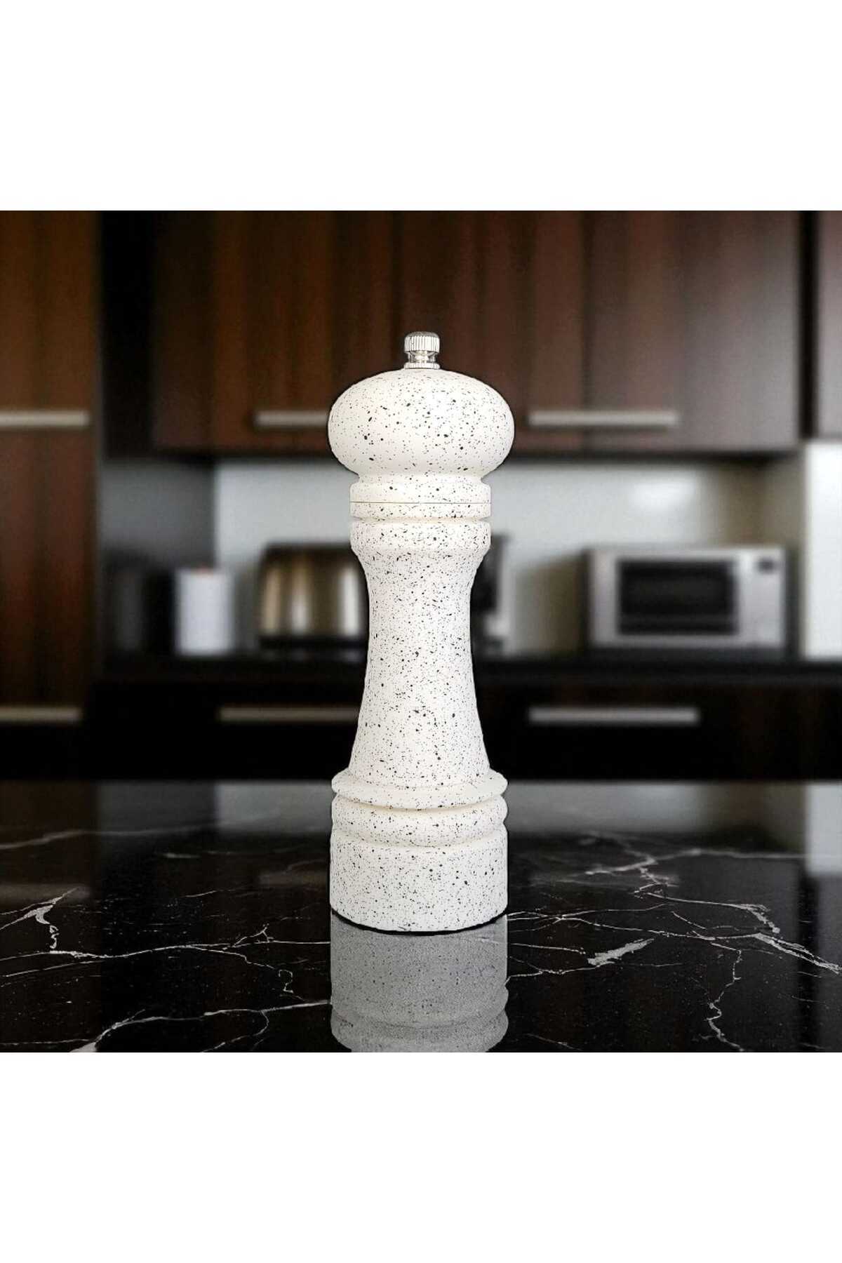 Unishop Büyük Mermer Görünümlü Karabiber Tuz Baharat Öğütücü Manuel El Değirmeni Tuzluk Karabiberlik