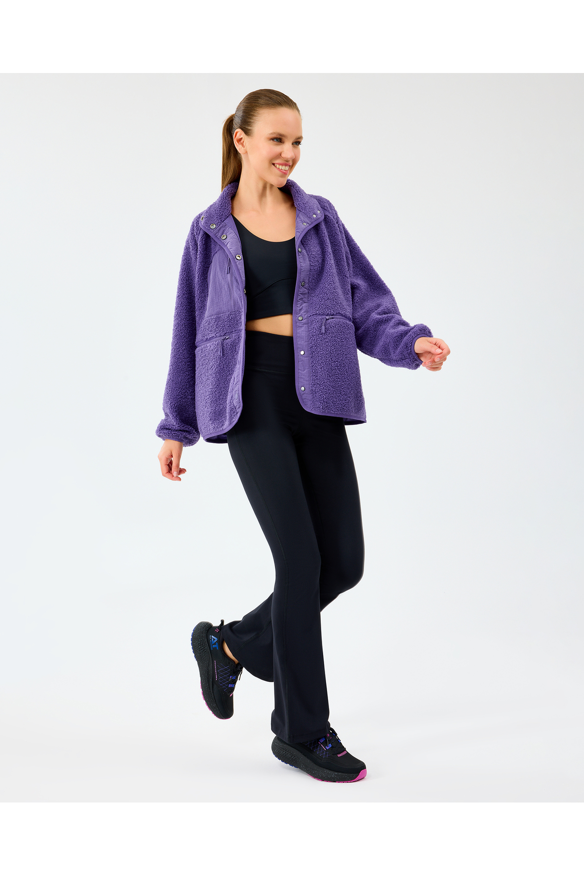 Skechers  W Woven Detailed Pull Over Sherpa Kadın Mor Mont S2520218-0277 - Görsel 6