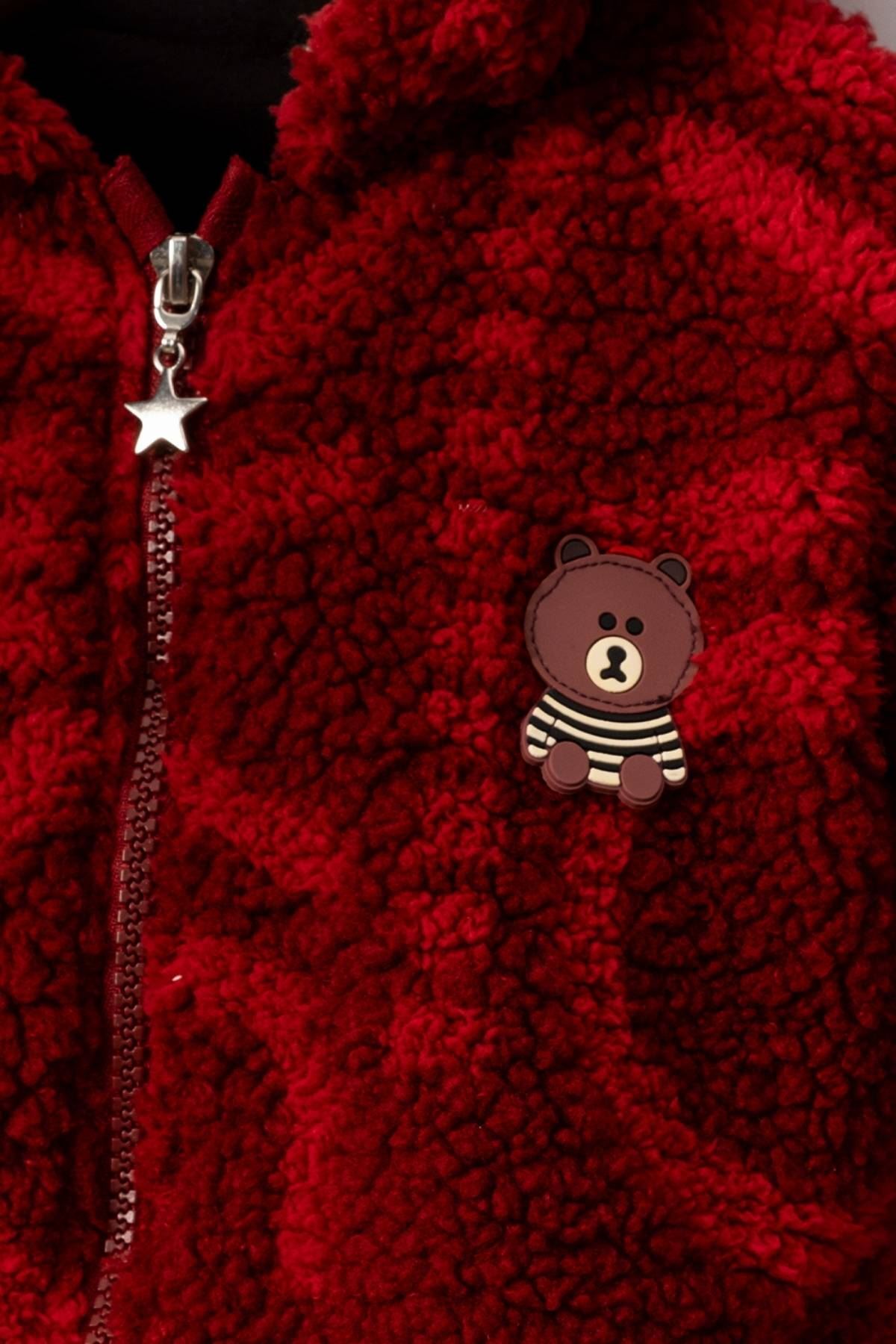 HAUSEkids 9-24 Ay Teddy Luxe Kız Bebek Mont-Kırmızı fotoğrafı 3 (önizleme)