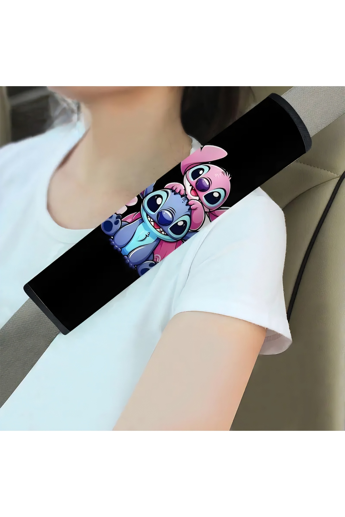 merdümek Stitch ve Angel emniyet kemeri kılıfı- emniyet kemeri omuz koruyucu 1 adet