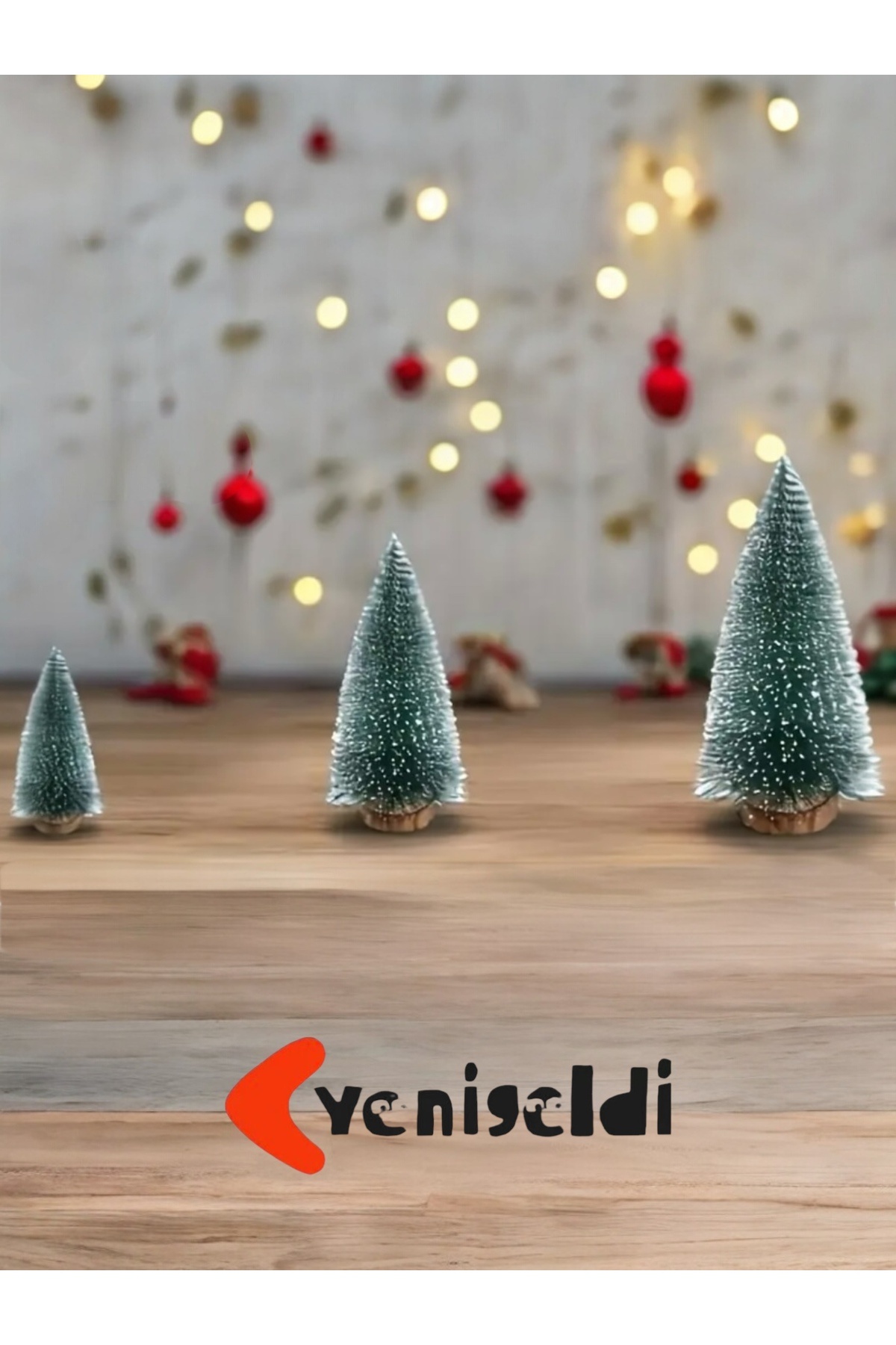 Yenigeldi 3’lü Mini Kar Efektli Çam Ağacı Seti Masa Üstü Yılbaşı Süsü, Dekorasyon Ağacı