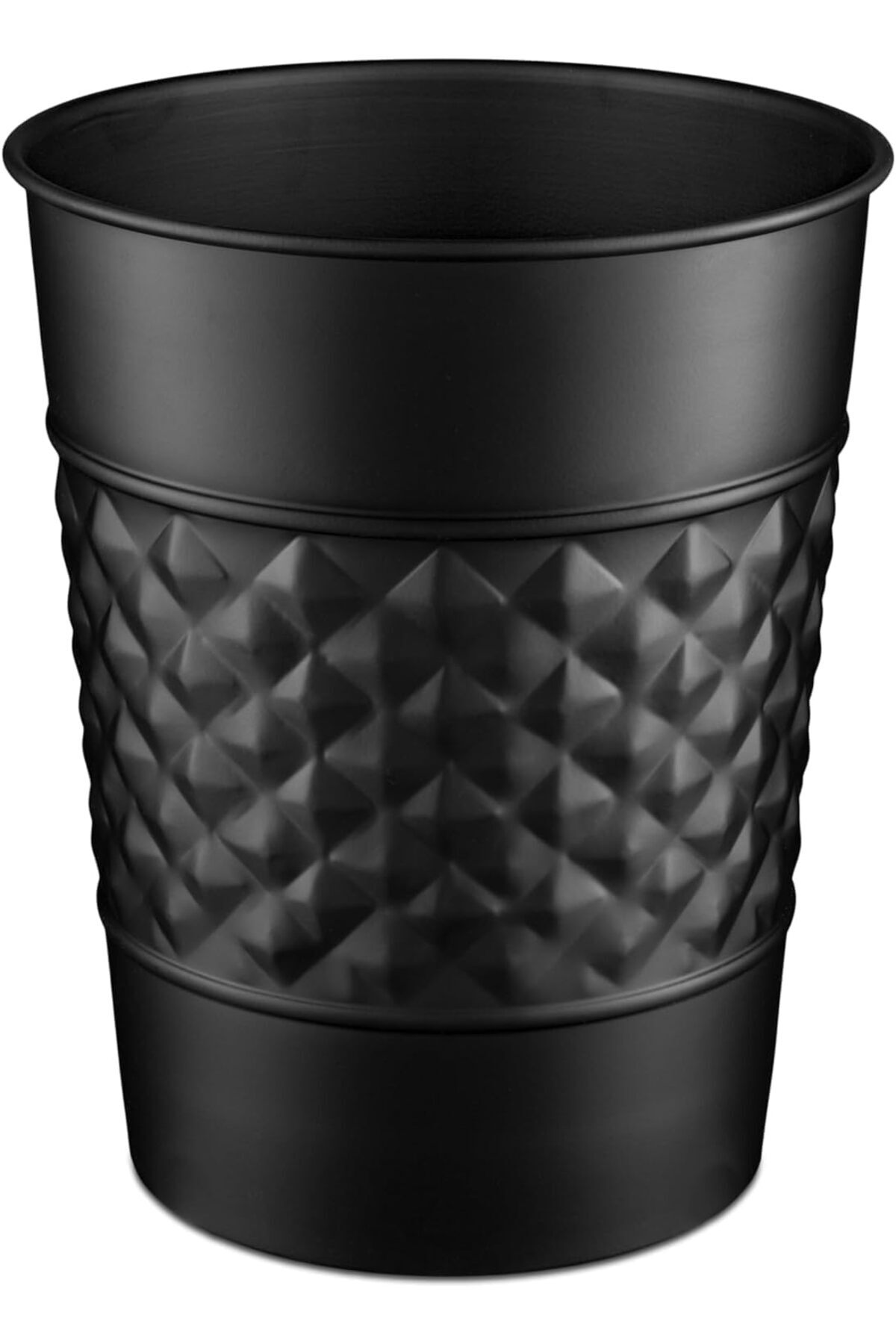 STOREMAX Abode El Yapımı Metal Geometrik Kabartmalı Siyah Çöp Sepeti Çöp Kutusu 1185222