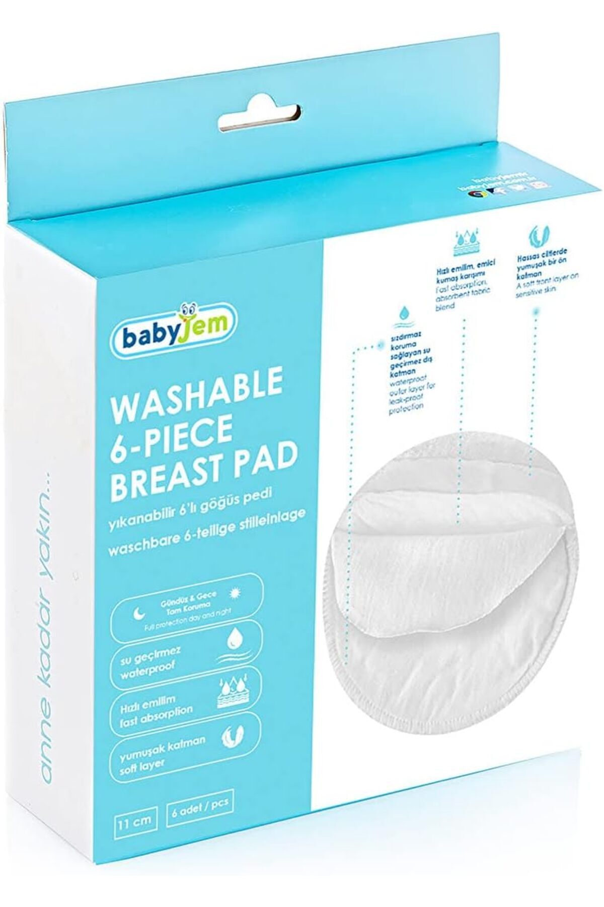 Mena Rise Yıkanabilir Göğüs Pedi 6 Adet OruçStore 1159032