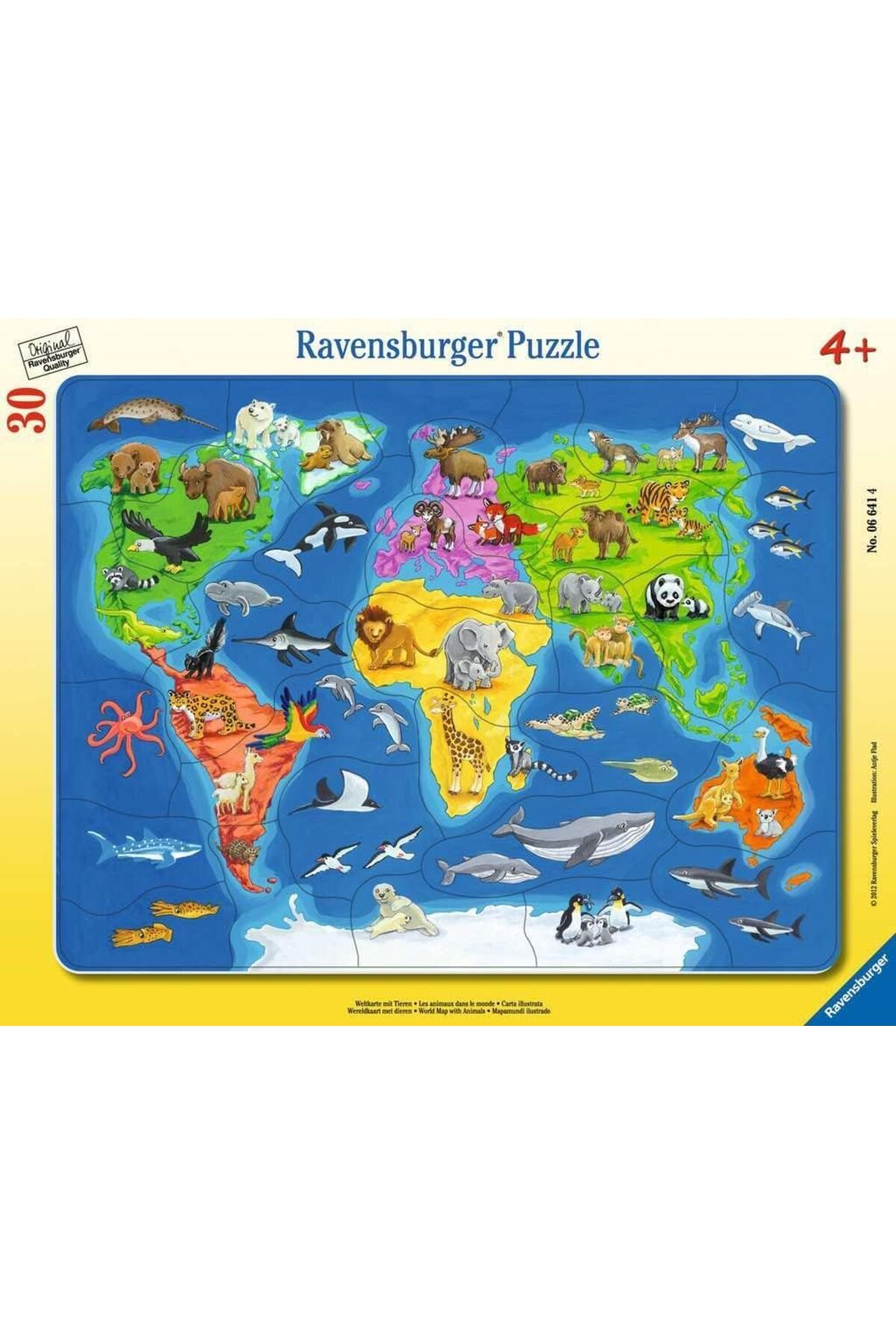 STOREMAX RPC066414 BÇer Puz Hayvanlar Dünya Haritası Yapboz, 30 Parça 1184728