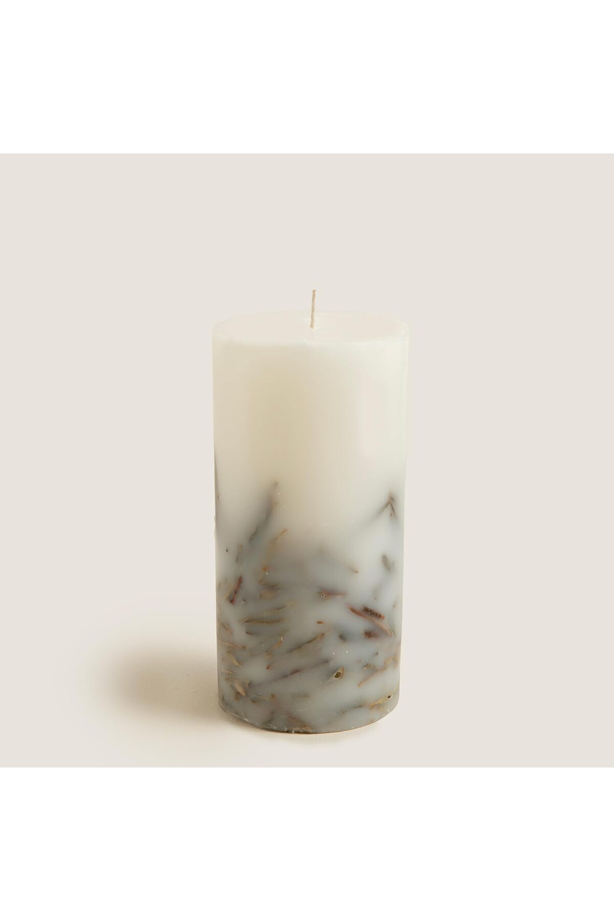 STOREMAX Yaprak Dekorlu Mum 10x20 cm Cream 1190698