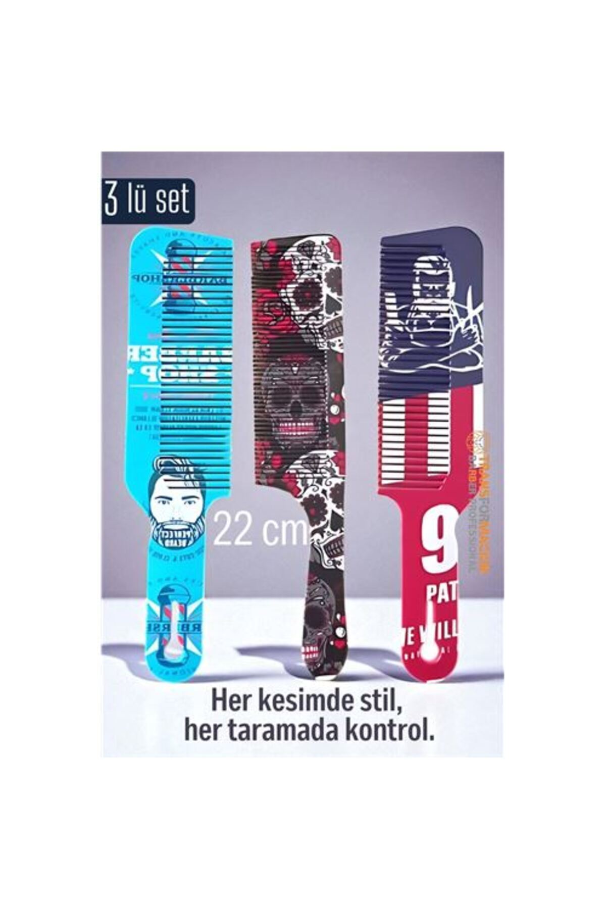 Fırsatkolik Saç Kesim Tarağı – Özel Tasarım 22 cm 3’lü Berber Tarağı Seti – Antistatik & Isıya Dayanıklı