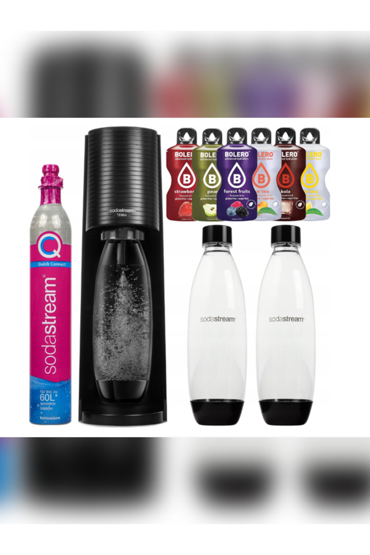 sodastream Terra Soda Makinesi – 2 Şişe + Co₂ Tüp + 6 Farklı Bolero Aroma