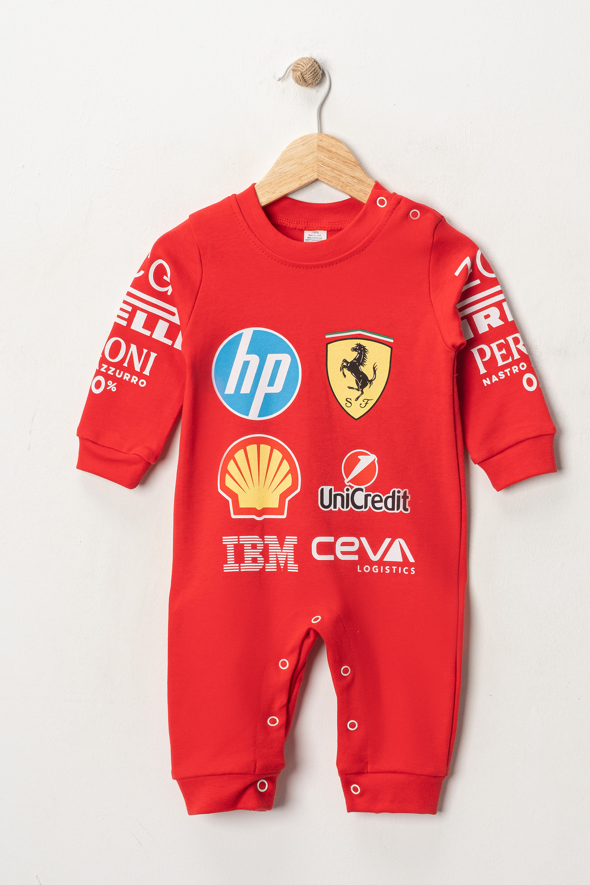 ILY Kids Formula 1 Baskılı Kırmızı Bebek Tulumu