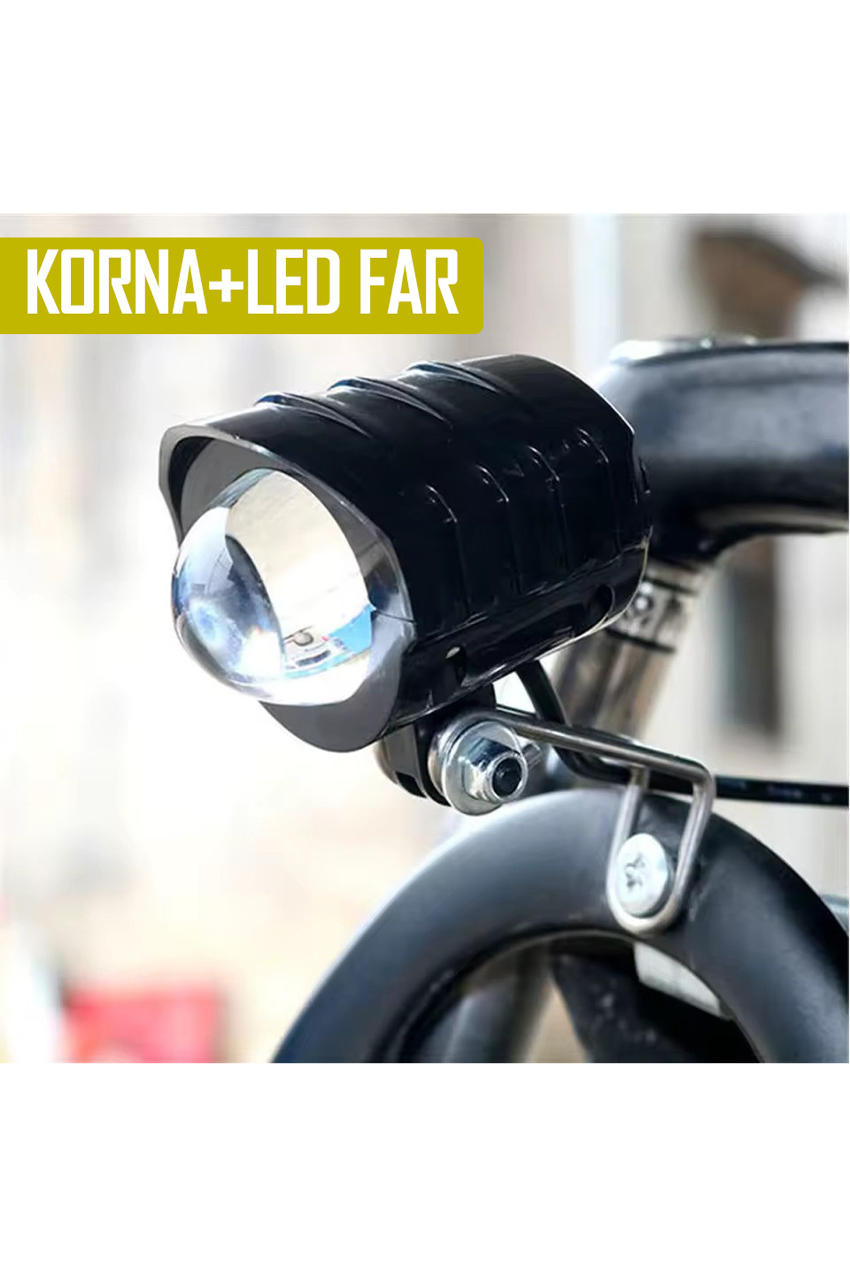 Dijipazar Elektrikli Bisiklet Led Far Kornalı E-Bike Scooter Korna Özellikli Led Far Beyaz Işık