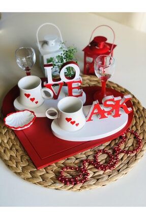 Love Aşk Sevgililer Günü Iki Kişilik Kahve Fincan Seti DEN241
