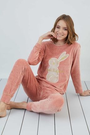 Bronz 13265 Nakışlı Kadife Pijama Takım SVM.13265
