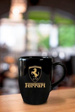 Ferrari Logo Baskılı Siyah Kupa Bardak Kahve Kupası Kupa Bardak Kahve Fincanı KUP403