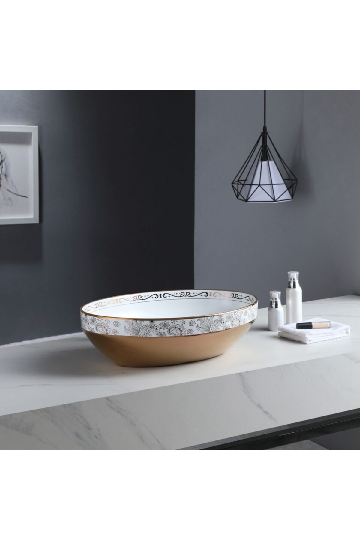 LENA E-8304 Tezgah Üstü Porselen Lavabo