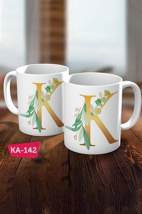 K Harf Baskılı Gold Hediyelik Kahve Kupa Bardağı KA-142