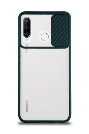 Huawei P30 Lite Uyumlu Kapak Lensi Açılır Kapanır Kamera Korumalı Silikon Kılıf - Yeşil KZY_HU_P30LİTE_LENSİ