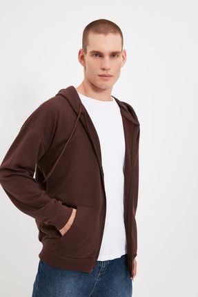 Kahverengi Erkek Basic Oversize Fit Sweatshirt TMNAW22SW0620