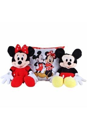 Mickey Mouse Minnie Mouse Büyük Boy Yastık Minnie Mickey Uyku Arkadaşım Hediye Seti HPKT0595