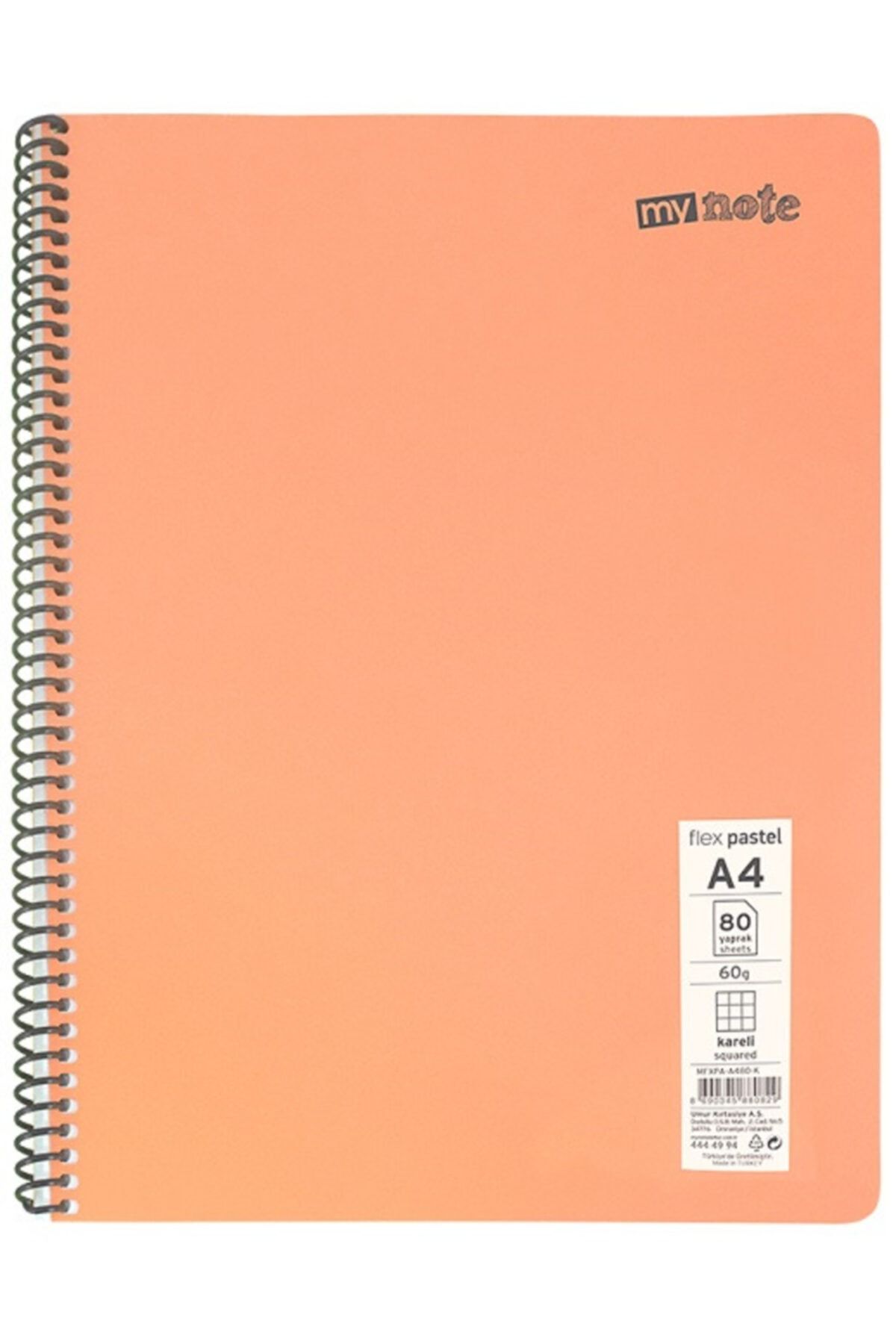 Mynote-A4 Flex PP Spiral Plastic Cover Notebook 120 Sheets Checkered 1