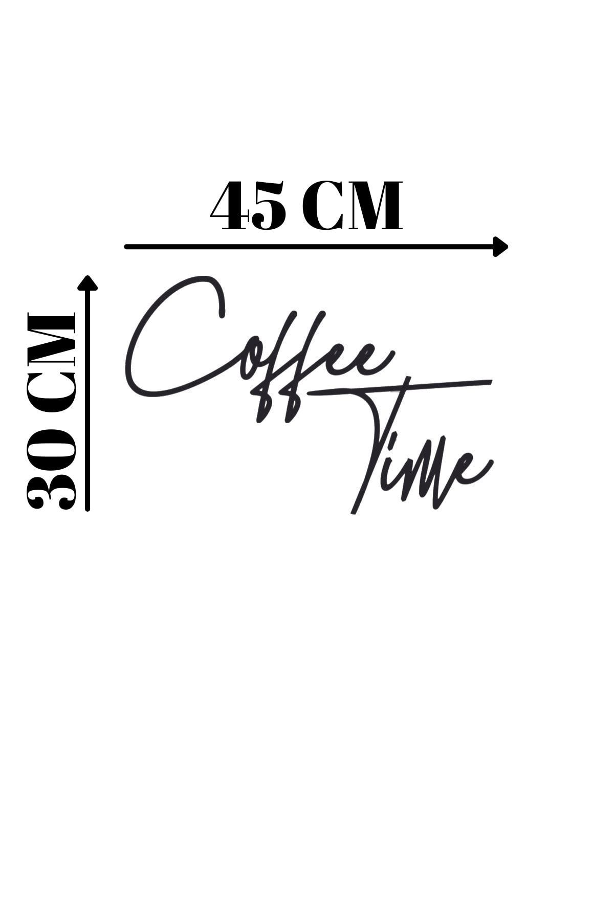 NT Handmade-Black Wooden Coffee Time Coffee Time Wall Decoration Writing Wall Decoration for Kitchen Cafe 45x30 cm Painting 3