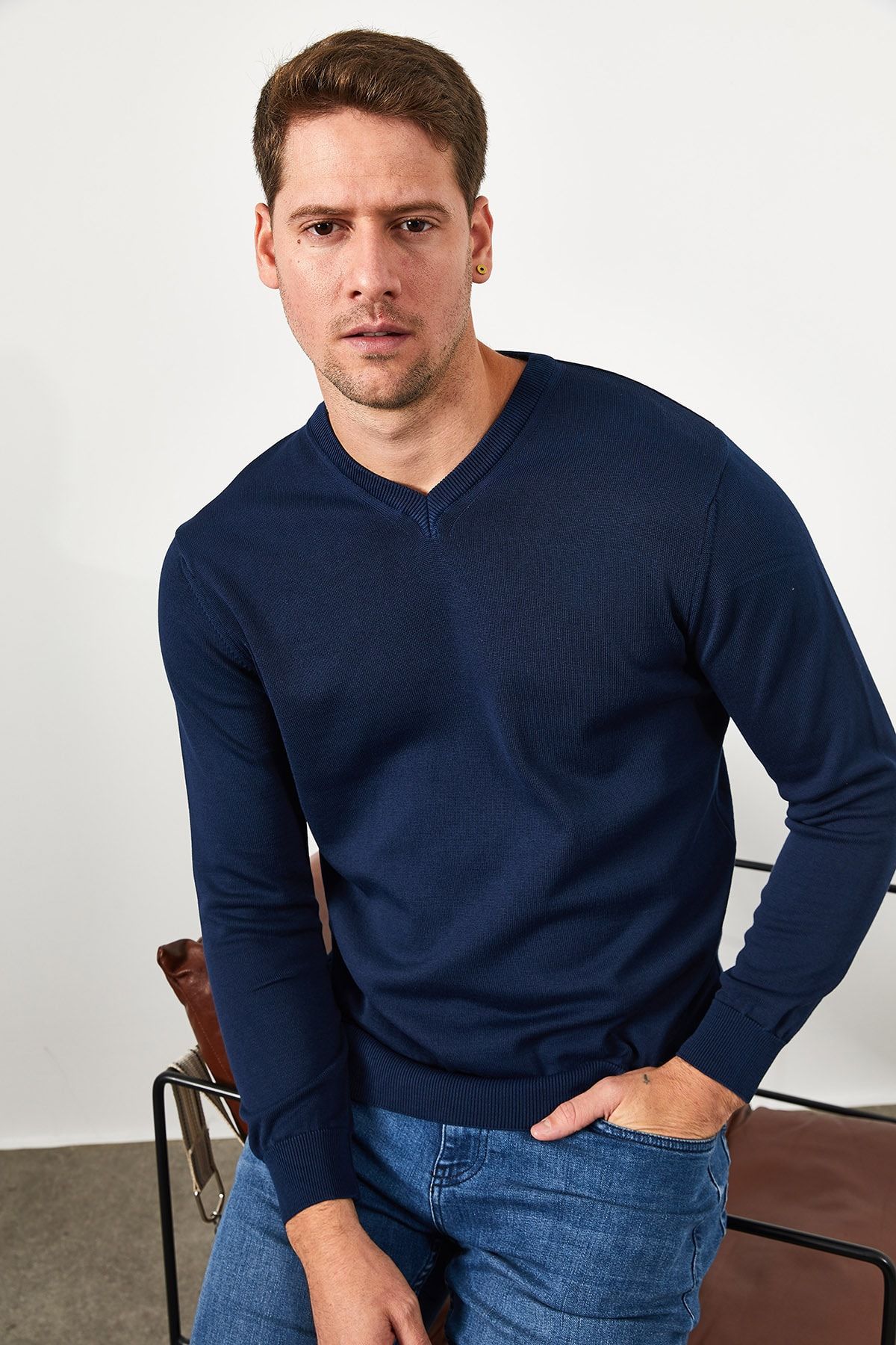 Bianco Lucci-Men's Soft Basic Sweater - Erk1029 1