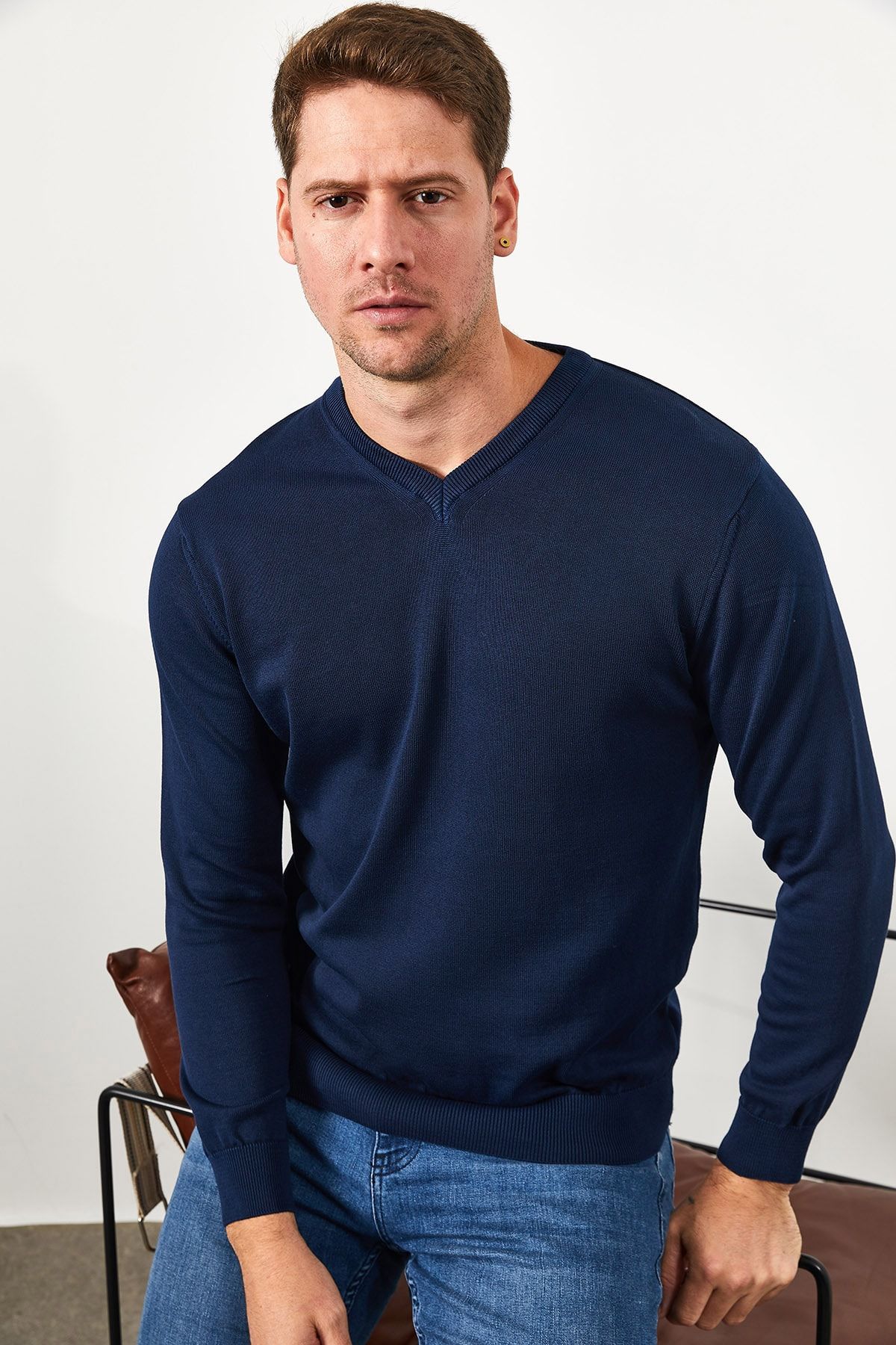 Bianco Lucci-Men's Soft Basic Sweater - Erk1029 2
