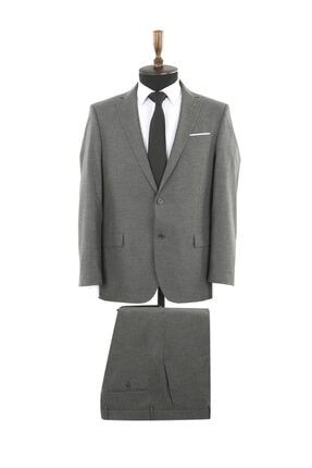 Antrasit Klasik Kalıp Sivri Yaka Erkek Takım Elbise JK36KL02M015
