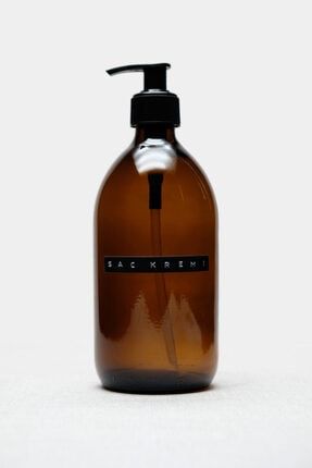 Trichi Home 500ml Amber Cam Sıvı Sabunluk Retro Tasarım 3d Etiket Saç Kremi TrCh-580