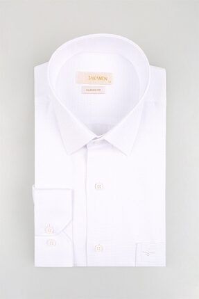 Beyaz Klasik Kalıp Erkek Gömlek JK36KL01M012