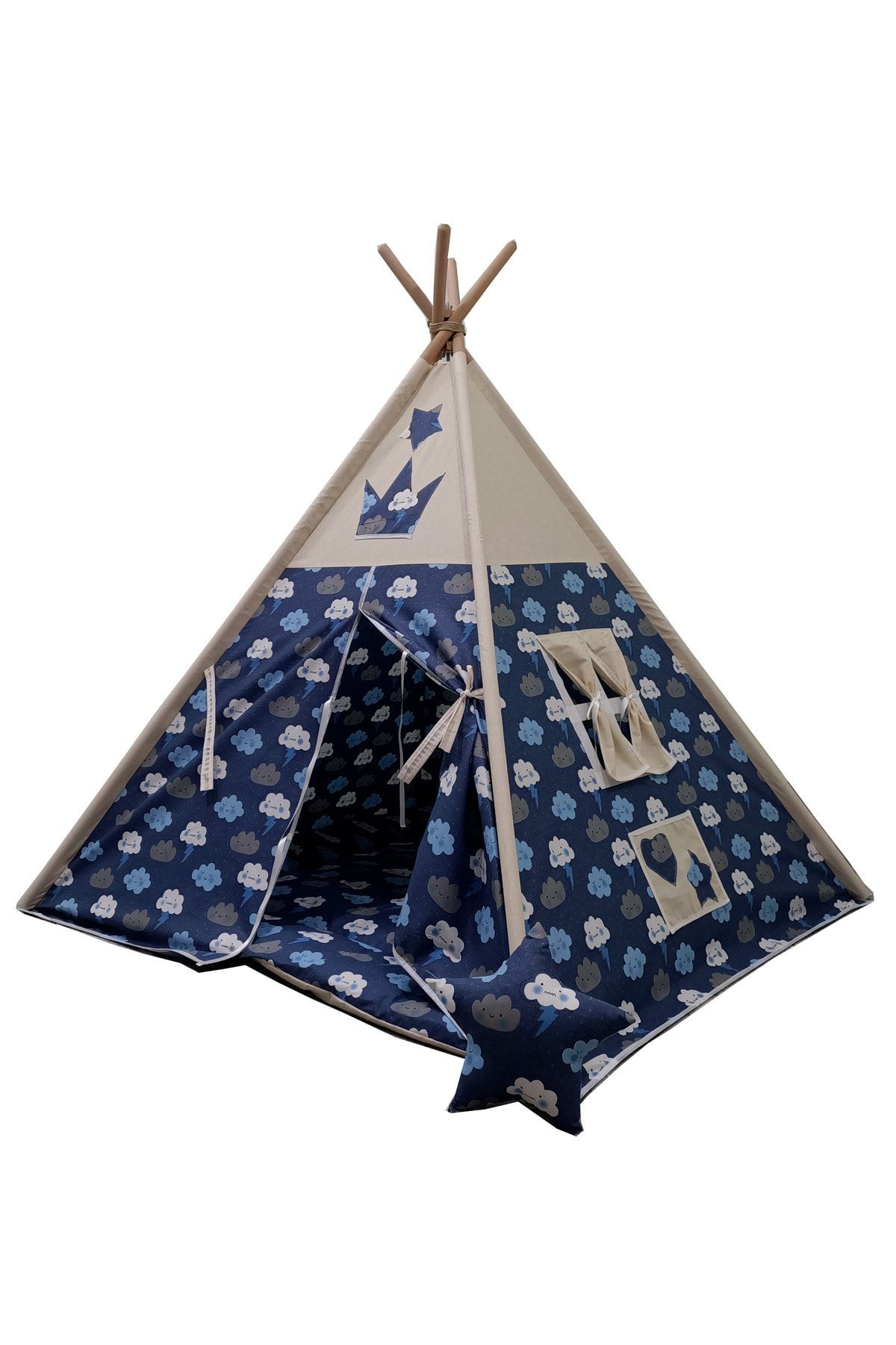Miyu Blue Cloudy Native American Fixable Children's Play Tent