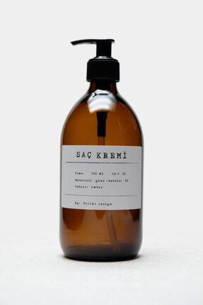500ml Amber Cam Sıvı Sabunluk Pp Beyaz Etiket Saç Kremi TrCh-602