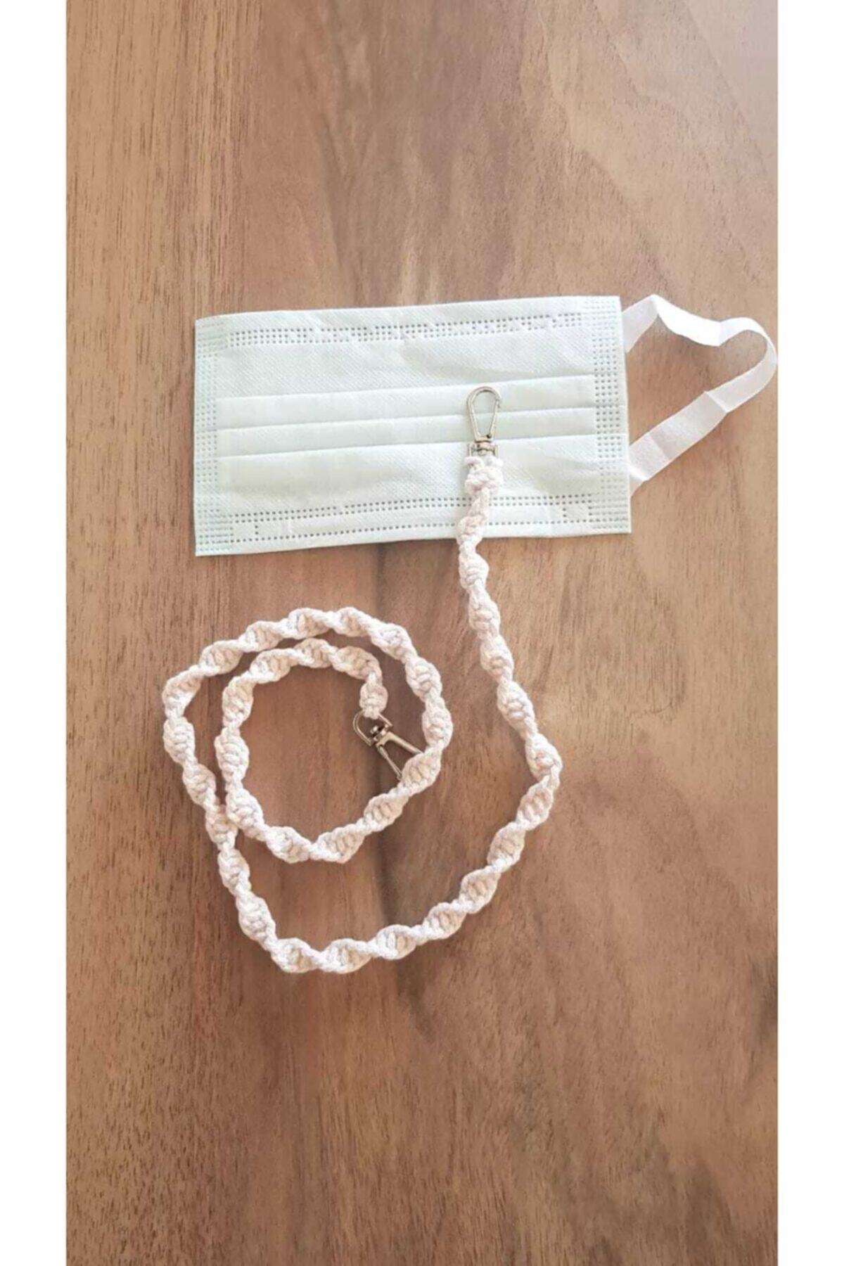 SERAN DESİGN TRADE Çocuk Ve Yetişkin Maske Askısı Makrome Pamuk Ipinden Yapılmıştır. 90cm