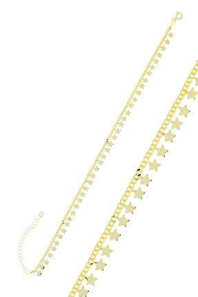 925 Ayar Gümüş 14k Altın(gold) Kaplama Trend Model Pullu Kadın Halhal MATG61992-113