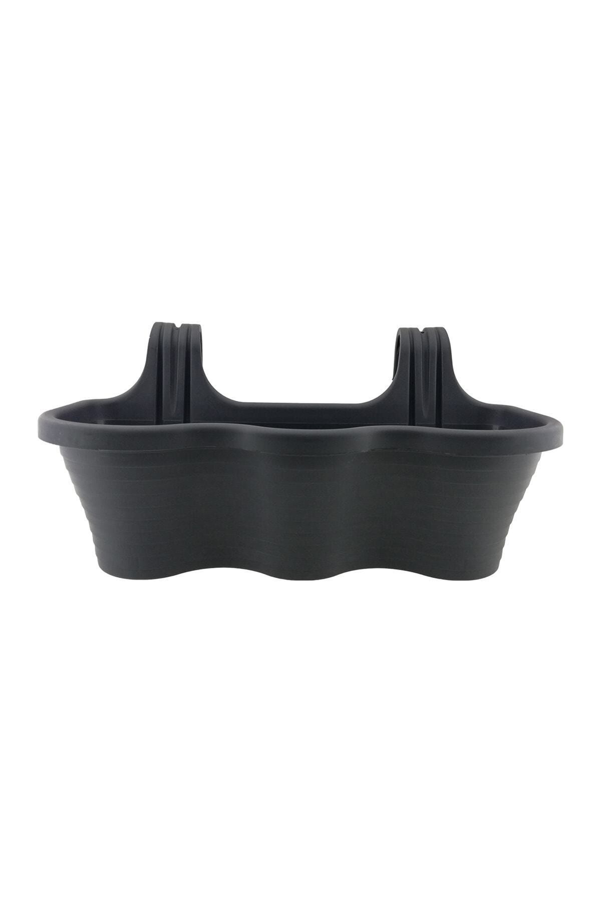 femen-10 Liter Anthracite Chubby Flower Pot - Hanging Balcony Flower Pot 2