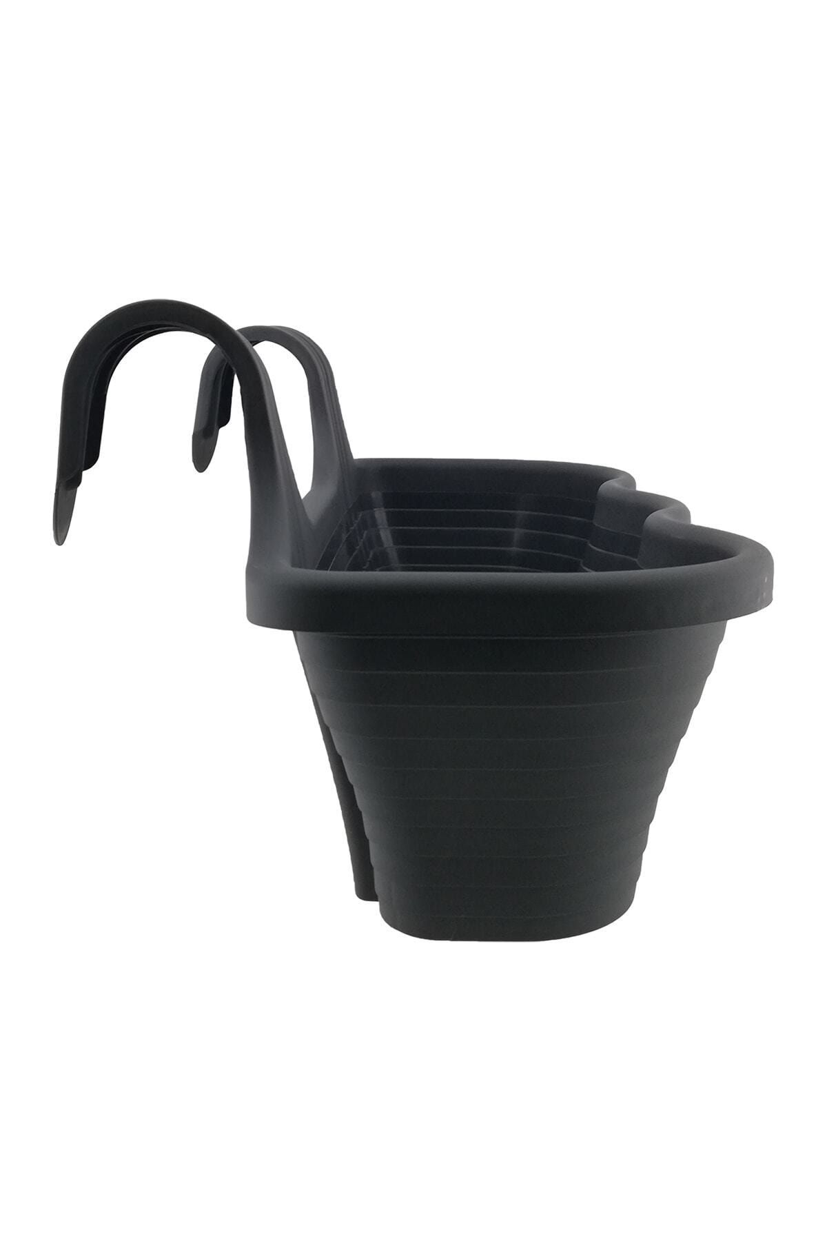 femen-10 Liter Anthracite Chubby Flower Pot - Hanging Balcony Flower Pot 3