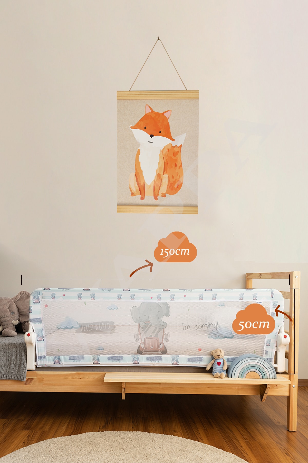 wappa katlanabilir yatak bariyeri yatak korkulugu 150 x 50 cm mavi fil desenli fiyati yorumlari trendyol