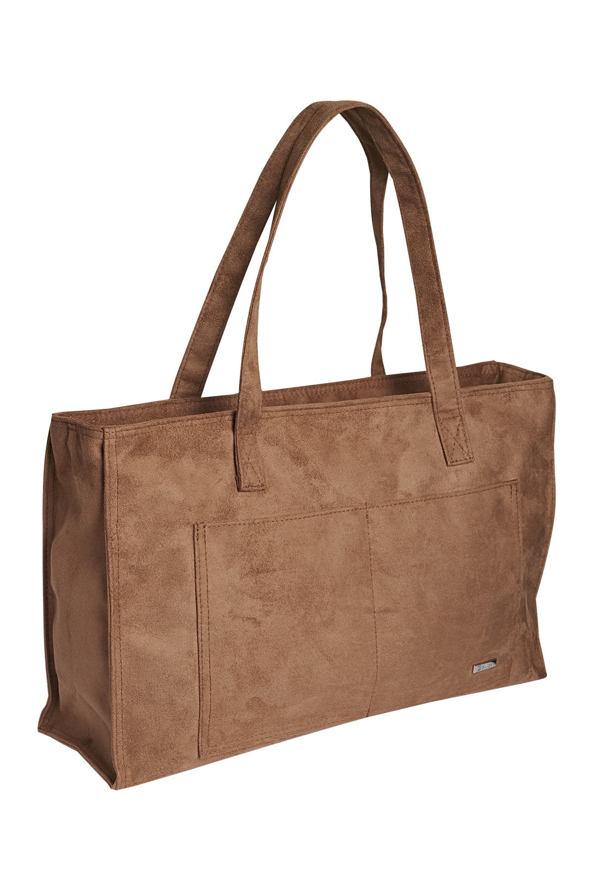 Tan suede shoulder top bag