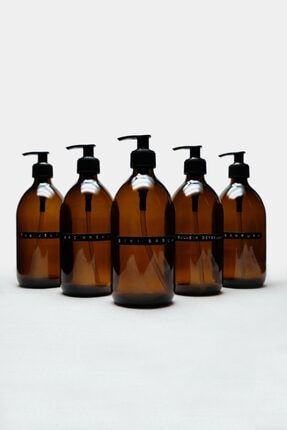 Trichi Home 500ml Amber Cam Sıvı Sabunluk Retro Tasarım 3d Etiket ( 5 Adet ) TrCh-611