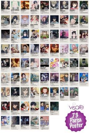 Anime Poster Seti 73 Adet - 10 X 15 Cm - 210 Gr Amerikan Bristol Kağıt animeposter