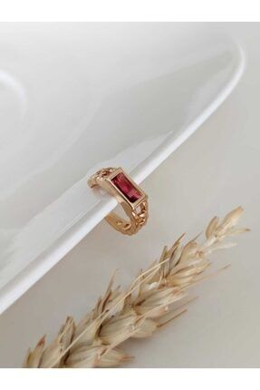 Gold Pembe Baget Taşlı Earcuff (Kıkırdak Küpesi) KK00010102