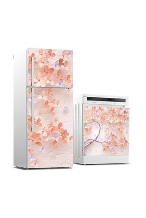 Buzdolabı ve Bulaşık Makinası Beyaz Eşya Sticker Kaplama 3d Yapraklar BB-TK-205