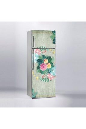 Buzdolabı Sticker Kaplama Dolap Kaplama Etiketi 3d Tropikal Çiçekler BUZ-219