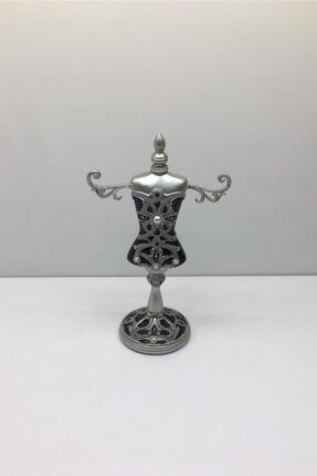 Polyester Dekoratif Obje Siyah Gümüş Incili Mücevher Takılığı 25x16 Cm S-070921-25x16