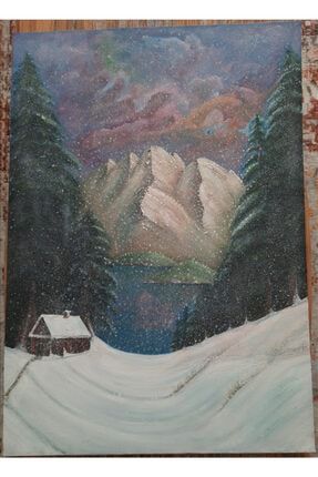 Kış Manzarası, Sanatçıdan El Yapımı Orijinal Tuval Üzerine Yağlı Boya Tablo ALKAN27