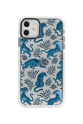 Iphone 11 Beyaz Impact Mavi Leopar Premium Telefon Kılıfı Ani051-iPhone-11