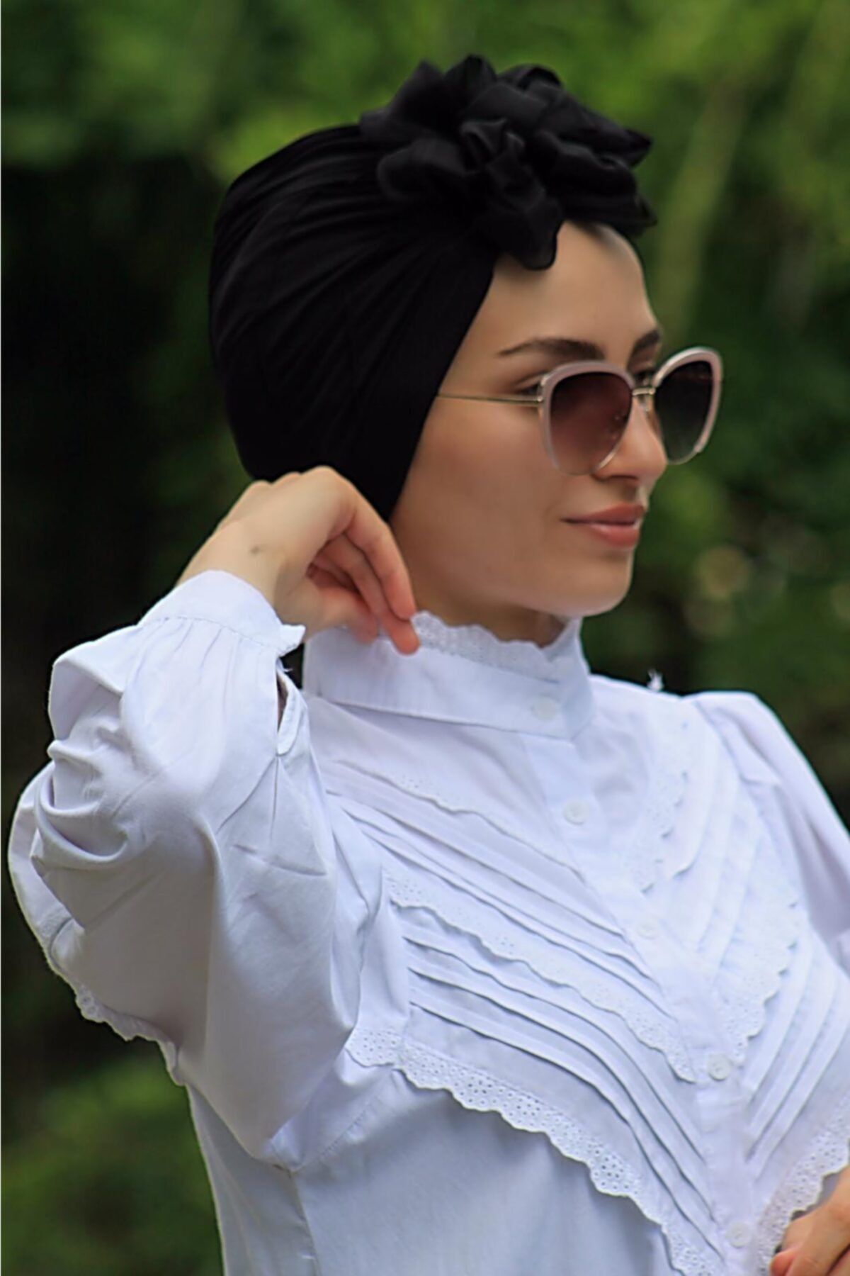 Serit Detaylı Hijab Bone Siyah - Özel Tasarım- Yeni Model Tesettür Giyim