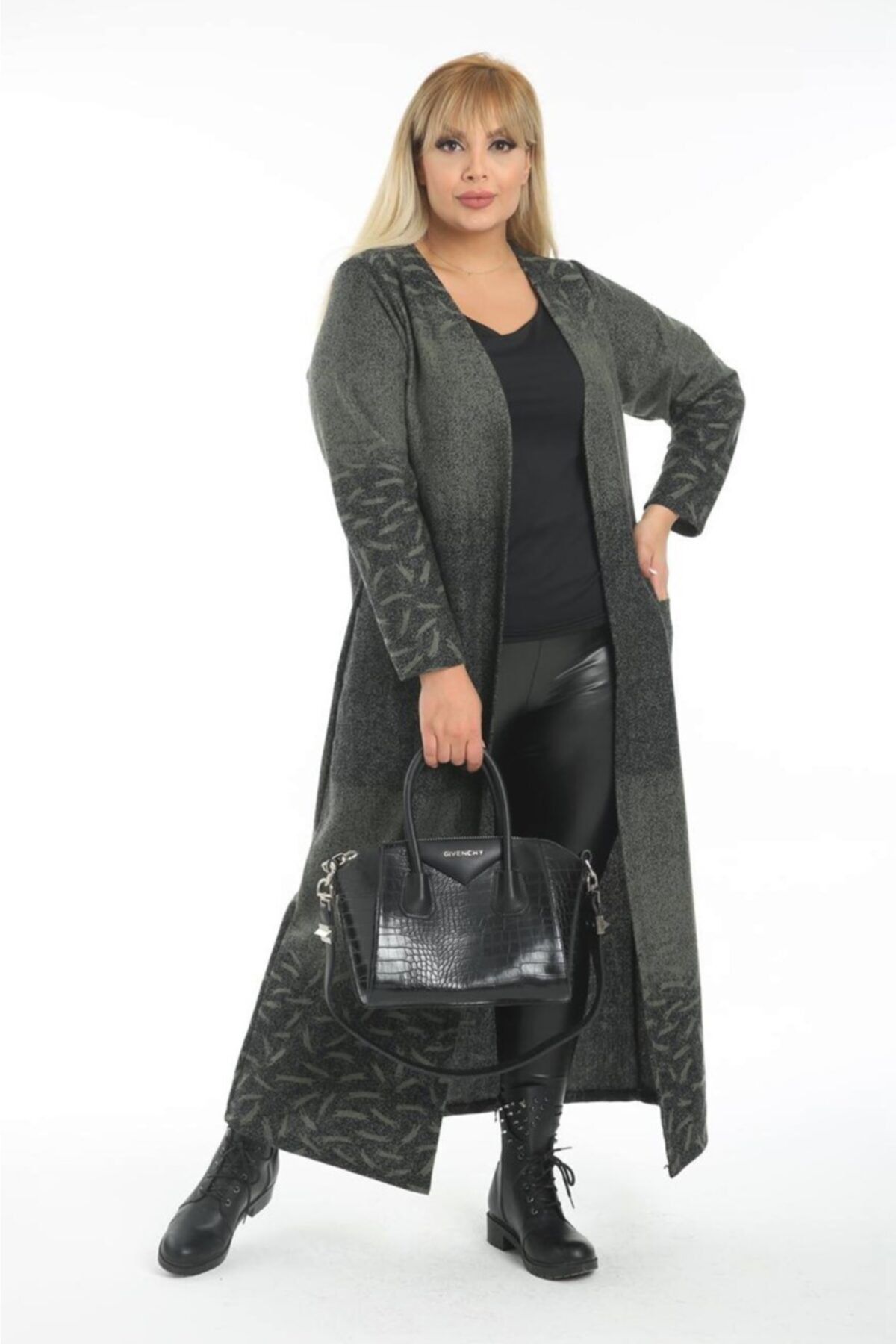Plus size cheap khaki cardigan