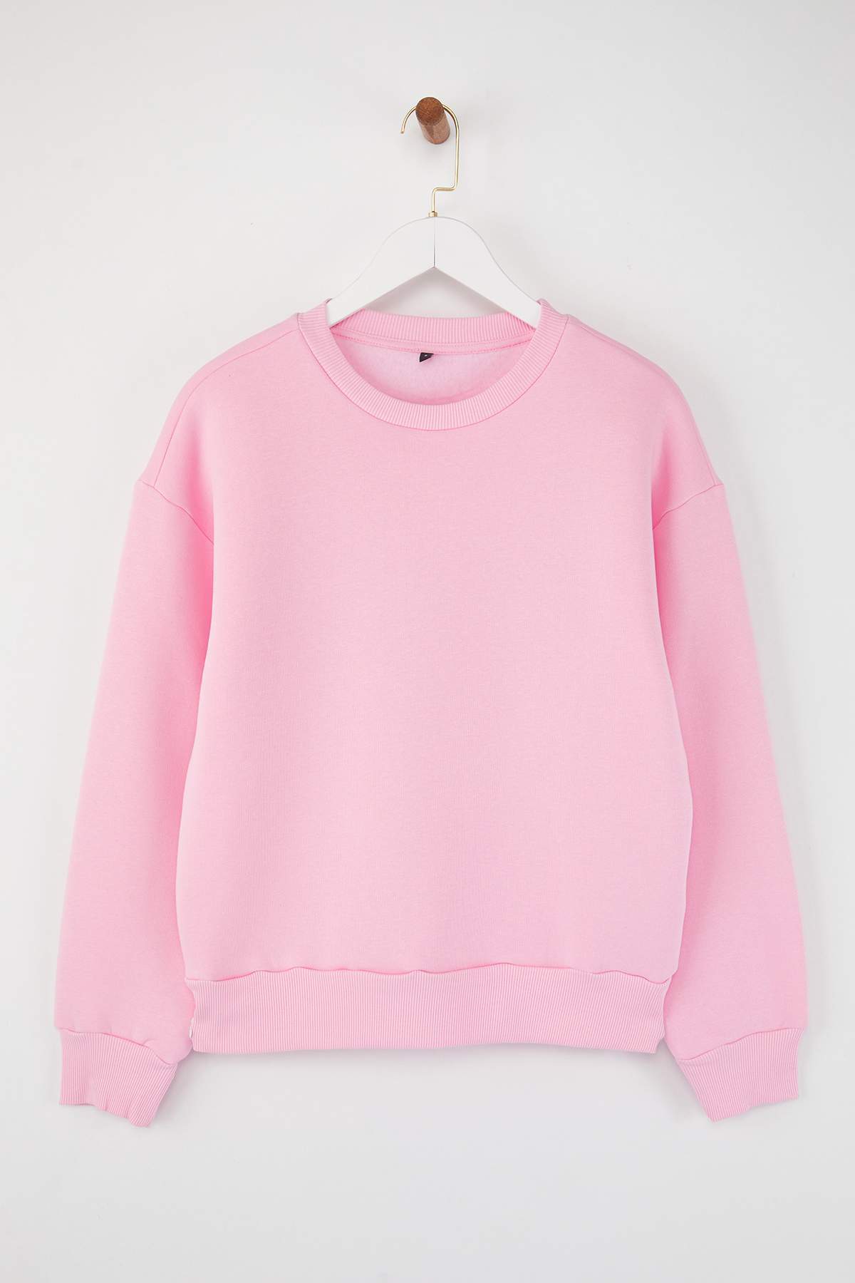 Trendyolmilla  Açık Pembe Kalın İçi Polarlı Regular/Normal Kalıp Bisiklet Yaka Basic Örme Sweatshirt TWOAW24SW00101 - Görsel 7