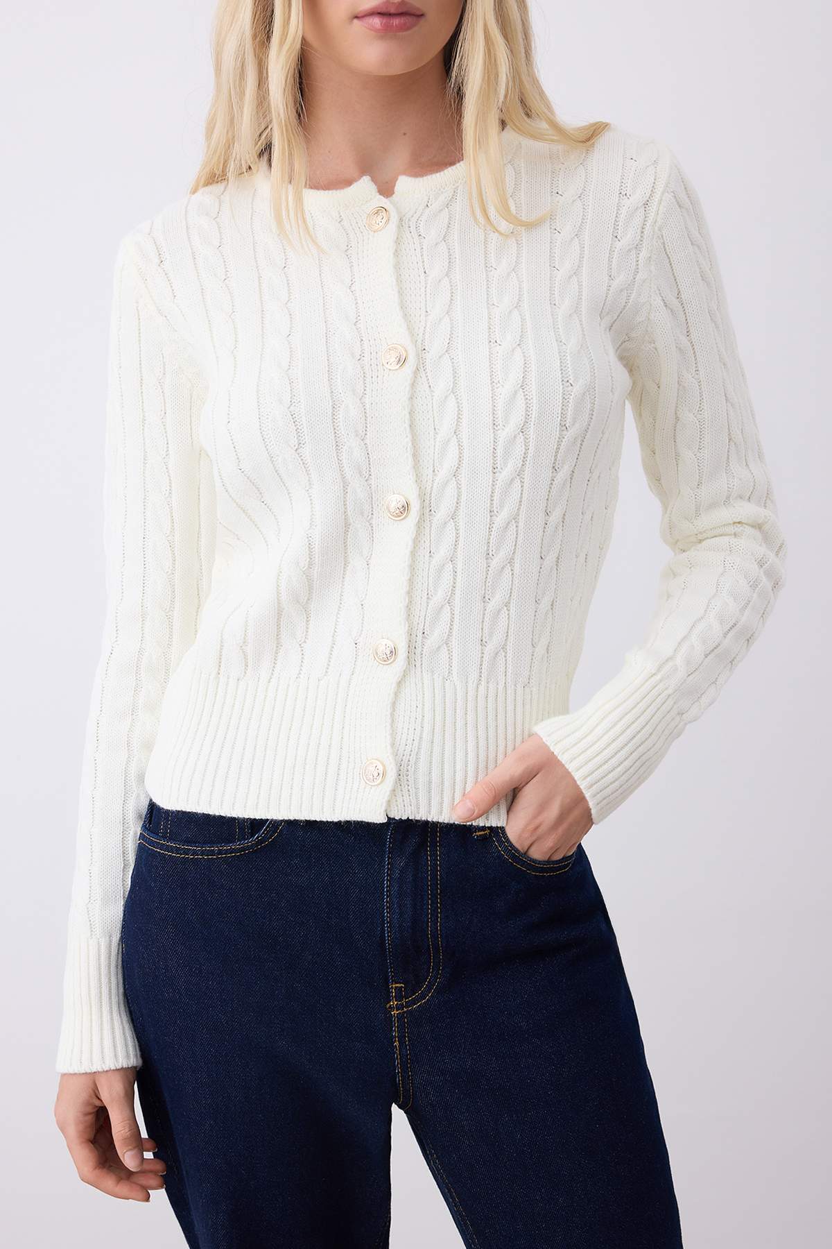 Trendyolmilla  Ekru-Kırmızı 2'li Fitted/Vücuda Oturan İkili Paket Triko Hırka TWOAW26HI00218 - Görsel 6